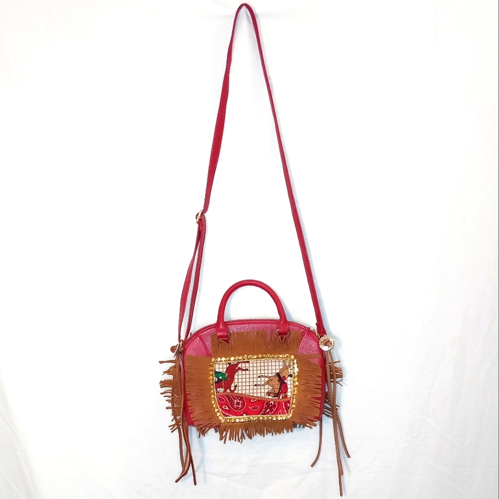 Custom Cowboy Western Print Red Crossbody Purse Bag